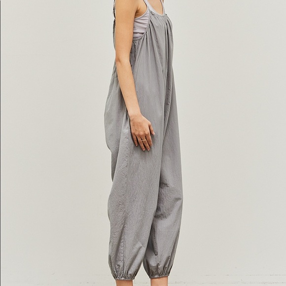 New from The King Kouture Gray Lightweight Cotton Jumpsuit Small - Picture 4 of 6